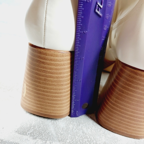 New BP Keyla Platform White Faux Leather Chunky Bootie C363 - Picture 8 of 13